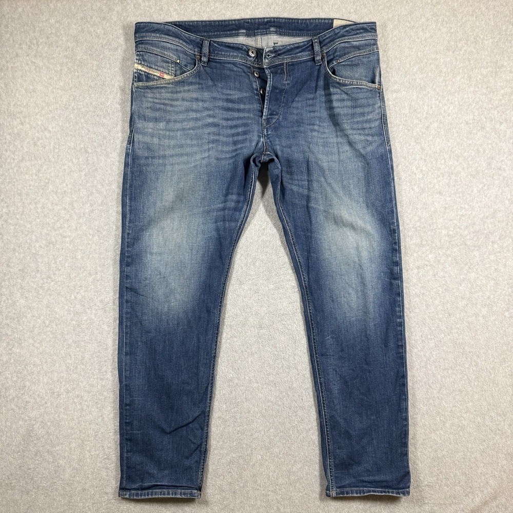 Diesel Jeans Men 40x32 Blue Belther-R Slim Tapered Leg Stretch Medium Wash RX380